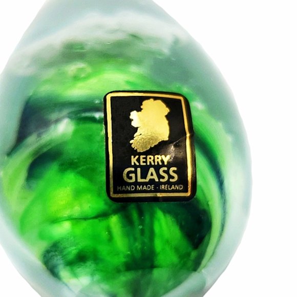 VTG Irish KERRY Glass Paperweight Green Swirls - Picture 7 of 7